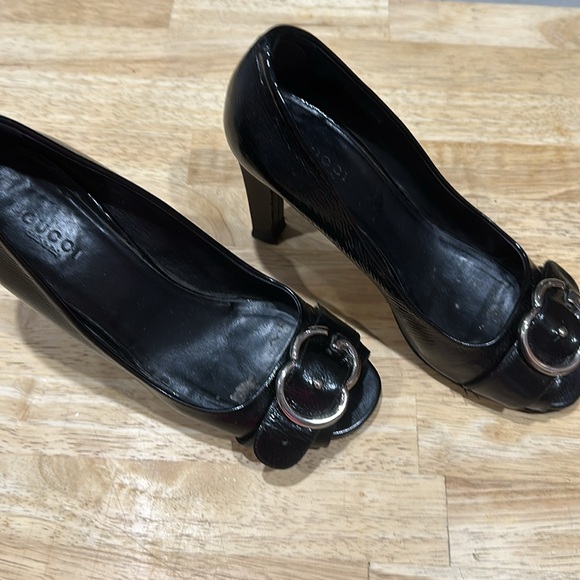 Gucci Peep-toe Black Heels Size 37 1/2 or 7.5 US - Picture 5 of 7